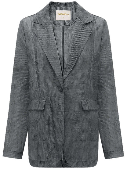 Ink-Washed Draped Striped Blazer