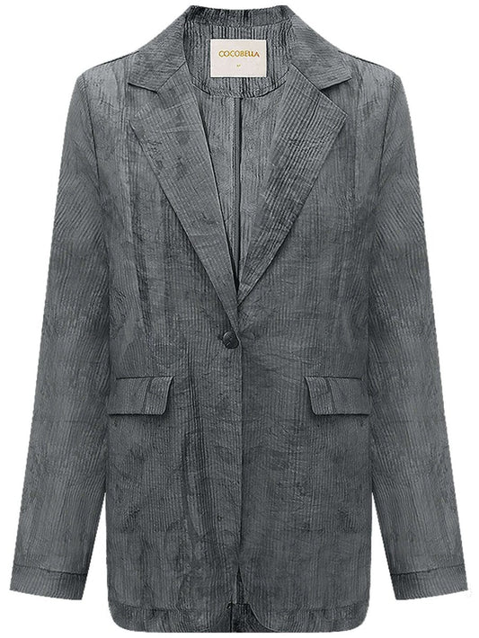 Ink-Washed Draped Striped Blazer